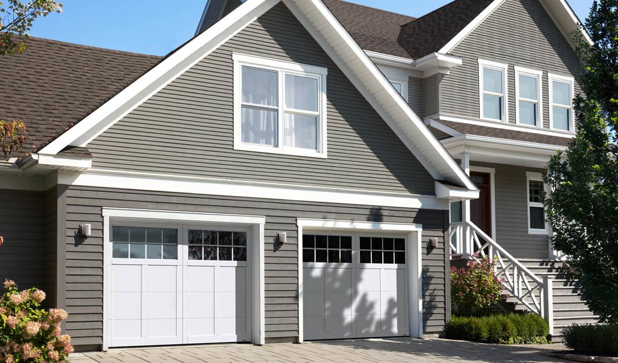 Princeton P-12, 9' x 7', Ice White doors and overlays, 8 lite Panoramic windows with Clear glass