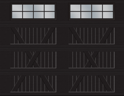 Village Collection X Layout, Plank base, 9' x 7', Black, windows with Stockton Inserts